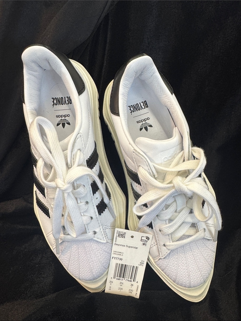 Adidas Beyoncé Superstar White and Black Platform Sneakers - Women Sz 5